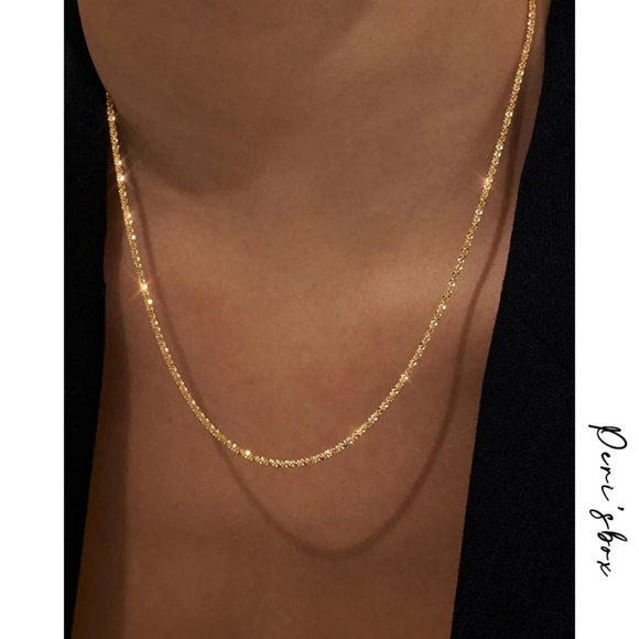 Boutique Jewelry - NEW 18k Yellow Gold || 925 Sterling Silver || Hollow Glitter Rope Chain Necklace